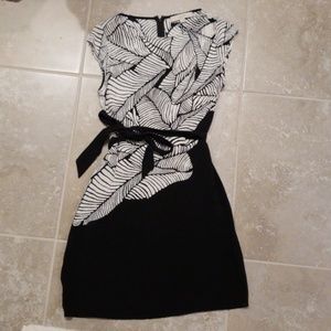 Loft Short sleeved black and white dress